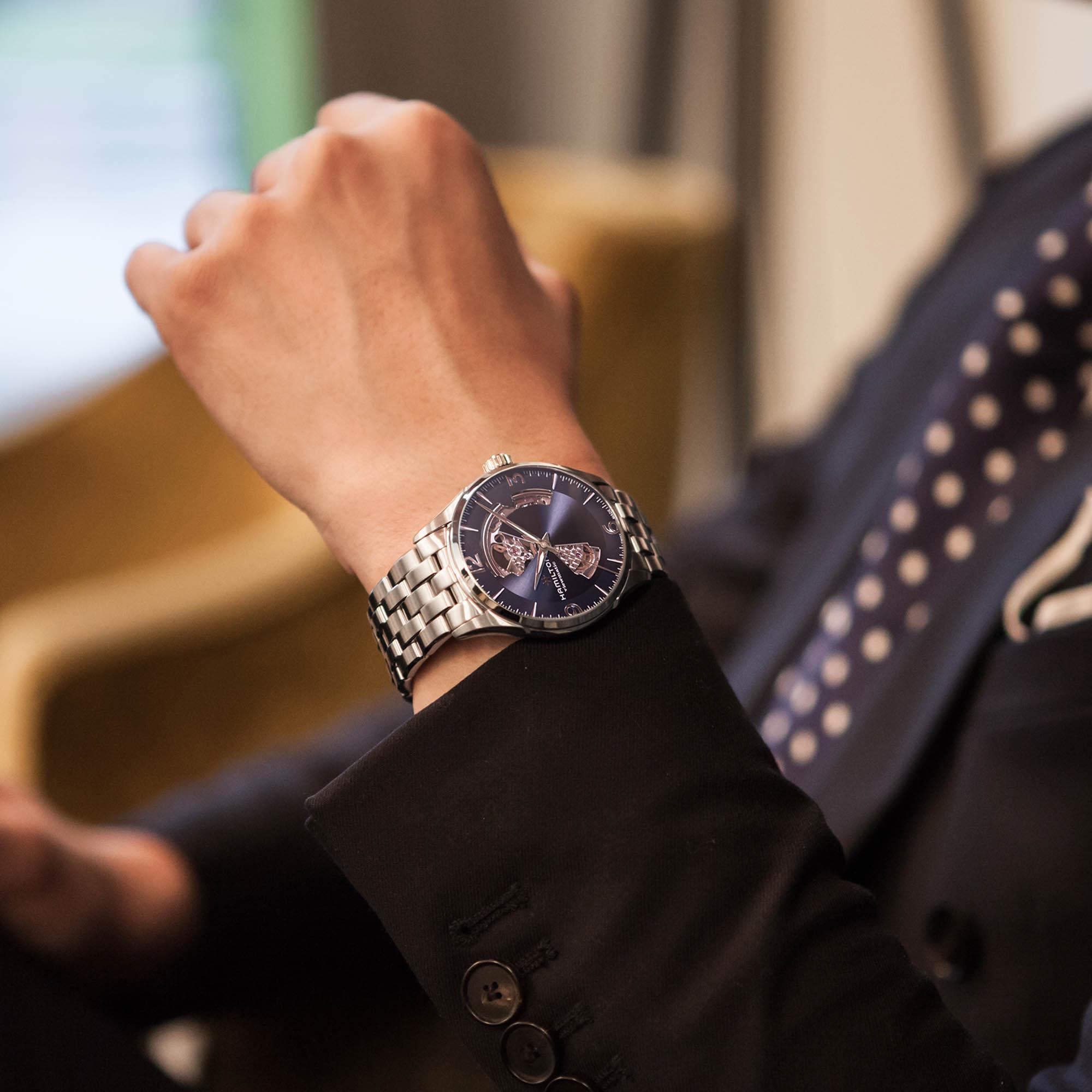 Hamilton H32705141 นาฬิกาผู้ชาย Jazzmaster Open Heart Automatic Men's Watch