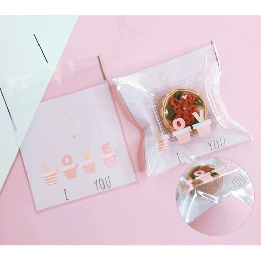 ถุงคุ๊กกี้ ฝากาว ขนาด 10x10 ซม. (95-100 ใบ) ลายพิเศษ