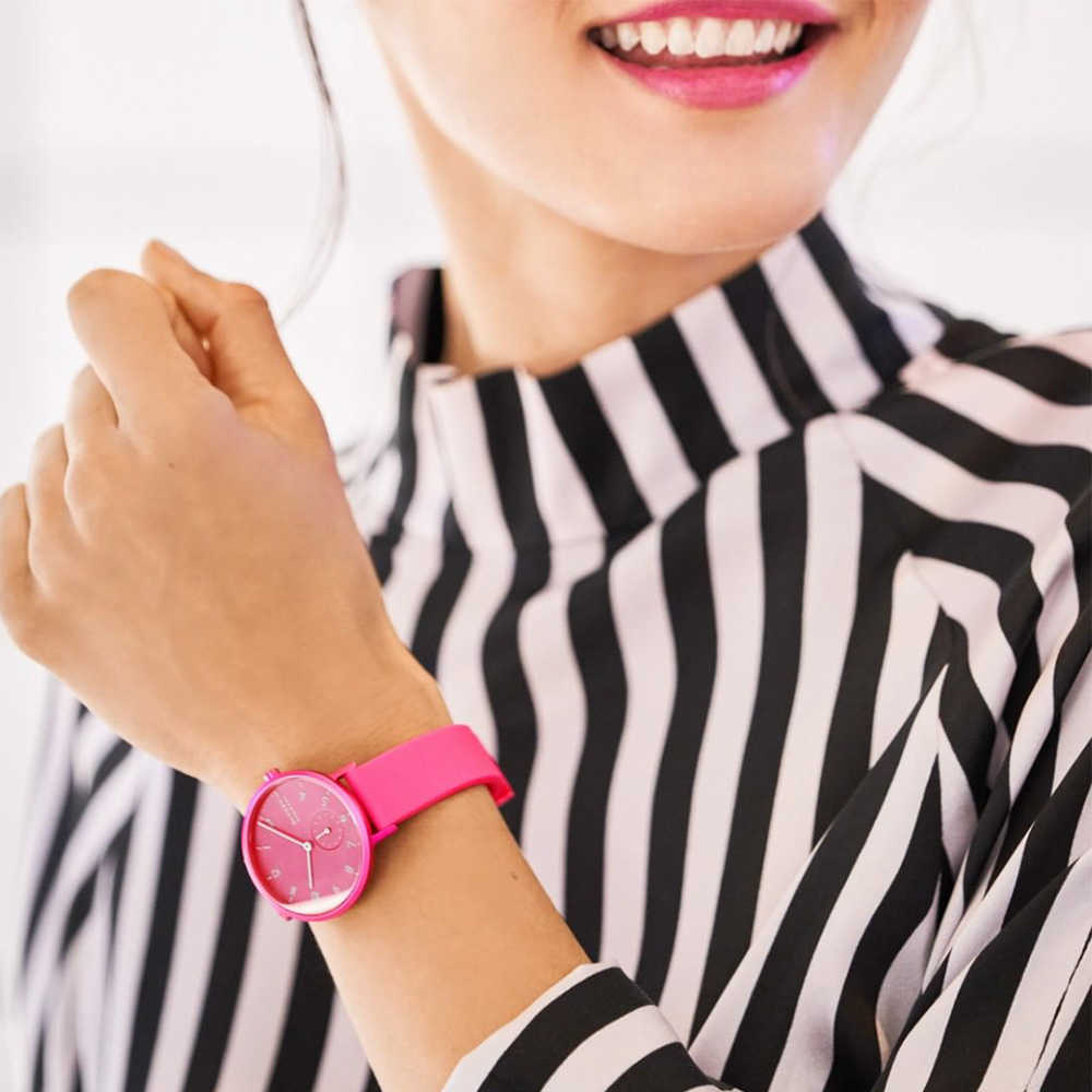 Skagen SKW2803 นาฬิกาผู้หญิง Aaren Kulor Pink Silicone Quartz Women's Watch
