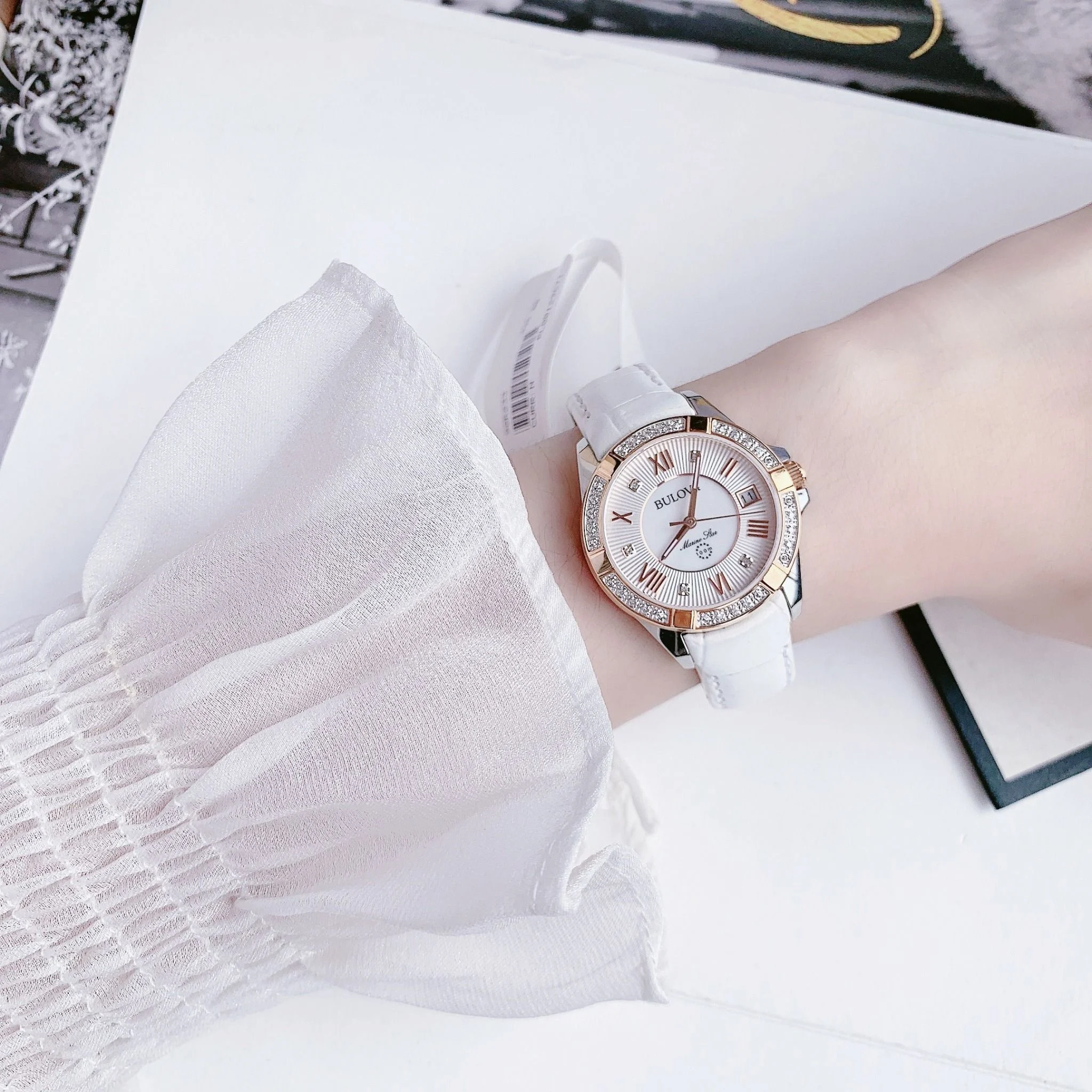 Bulova 98R233 นาฬิกาผู้หญิง Marine Star Quartz Diamonds Women's Watch