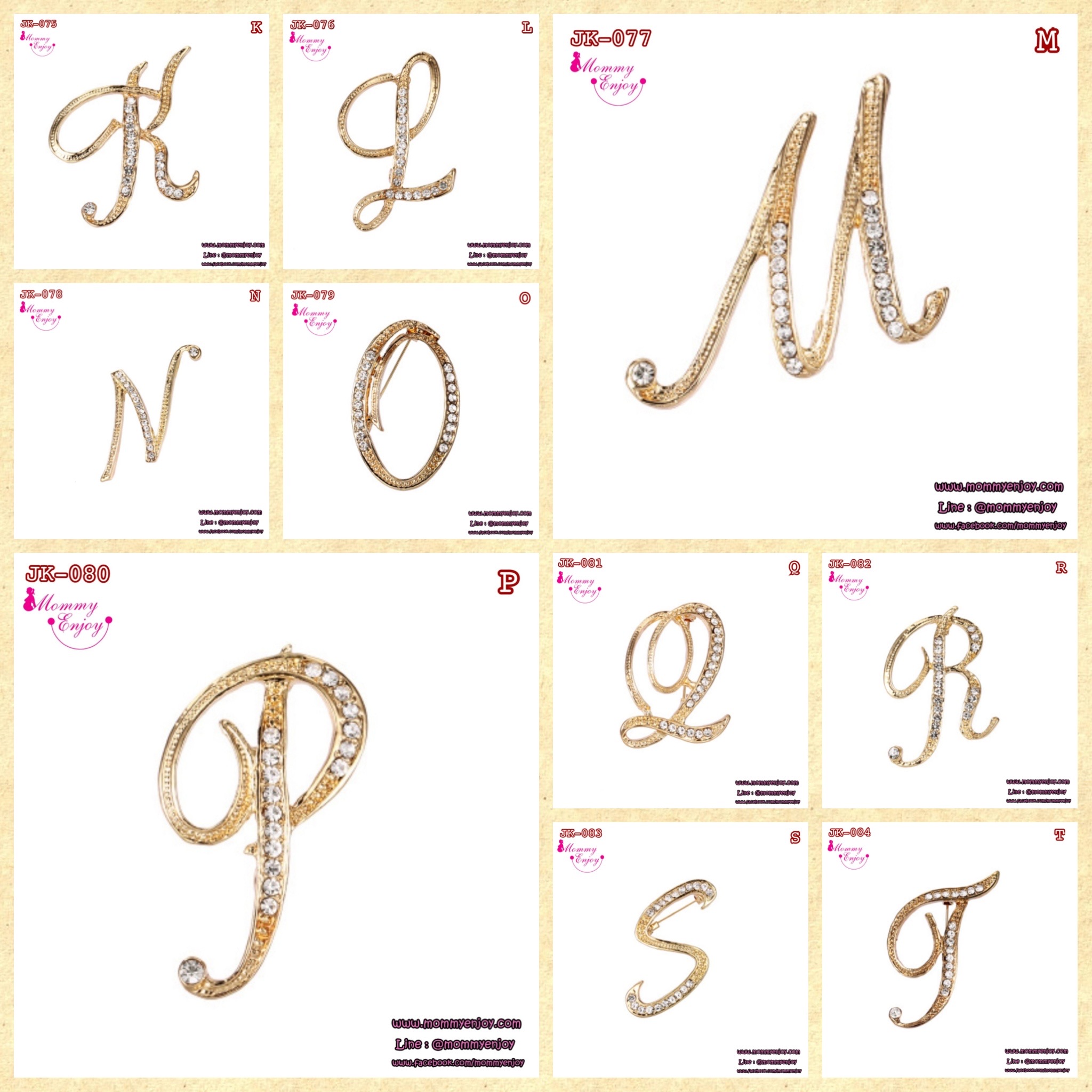 เข็มกลัดติดชุด สวย หรู ดูดี อักษร A-Z น่ารัก ติดเพื่อกันสารพัดเลยจร้าา