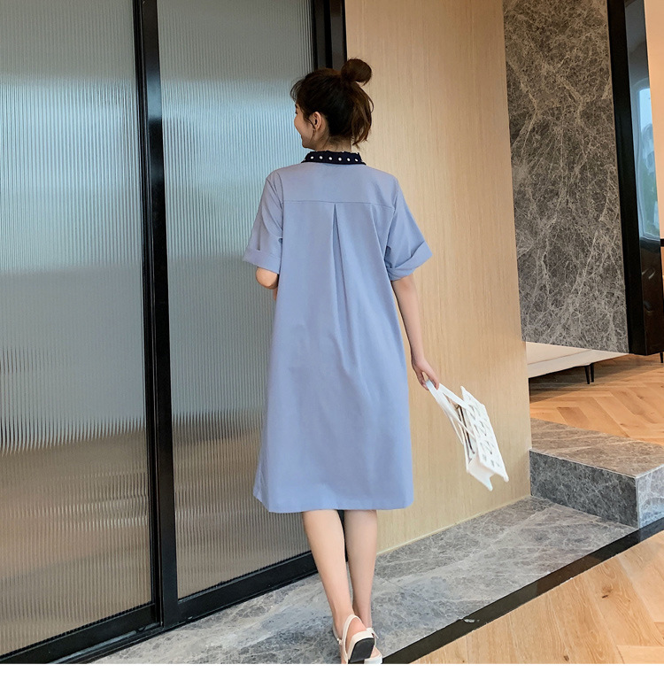 เดรสคลุมท้องแฟชั่นเกาหลี ผ้าฝ้าย ช่วงท้องระบายได้เยอะ ใส่ได้ถึงคลอด ผูกโบว์ที่คอ สวยน่ารักสุภาพ M L XL XXL