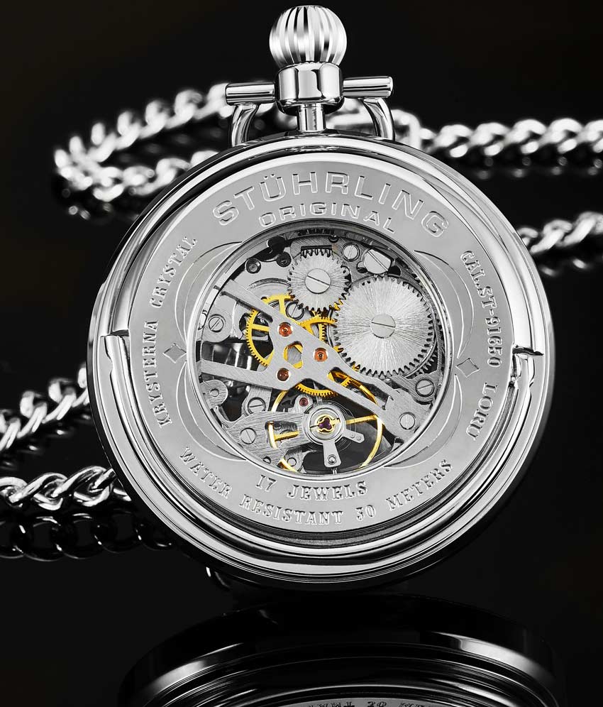 Stuhrling Original 6053.33113 นาฬิกาพก Stuhrling Original รุ่น 6053.33113, Mechanical Vintage Stainless Steel Pocket Watch