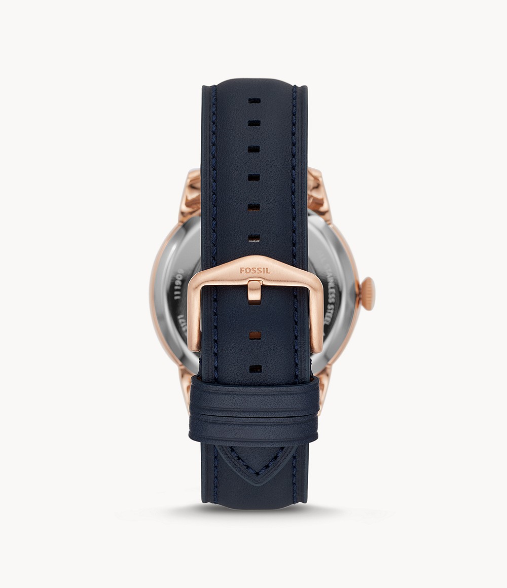 Fossil ME3171 นาฬิกาผู้ชาย Townsman Automatic Navy Leather Men's Watch