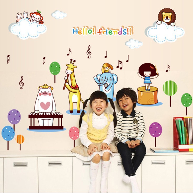 สติ๊กเกอร์ตกแต่งผนัง ขนาด 50x70 ซม. เนื้อ PVC มีกาวในตัว ไม่ทำลายผนัง เซต 2/4