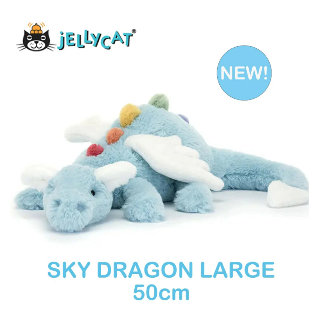 [PRE-ORDER] JELLYCAT Sky Dragon Large 50 cm ตุ๊กตา มังกร สกาย ดราก้อน เจลลี่แคท ジェリーキャット スカイドラゴン 青 カラフル スカイ Lサイズ