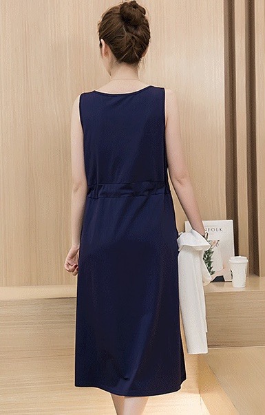 ชุดคลุมท้องเปิดให้นมได้ ชุดแขนกุด สวมทับด้วยเสื้อแขนยาวด้านนอก มีซิบซ่อนเปิดให้นม M,L,XL,XXL