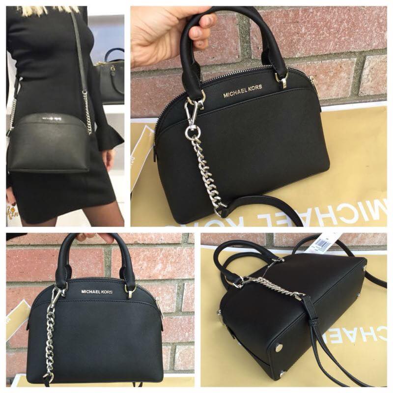 กระเป๋า Michael kors Mk emmy black leather bag หนัง สีดำ