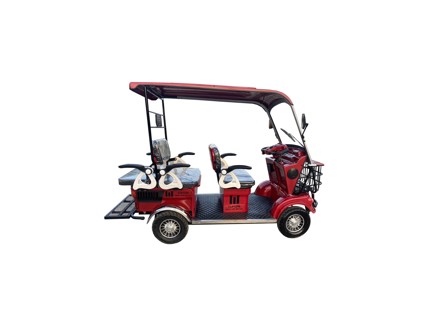 รถไฟฟ้า 4 ล้อ 4-5 ที่นั่ง รุ่น M-01T ยี่ห้อ CLP CAR สีแดง ขับแฮนด์บิด