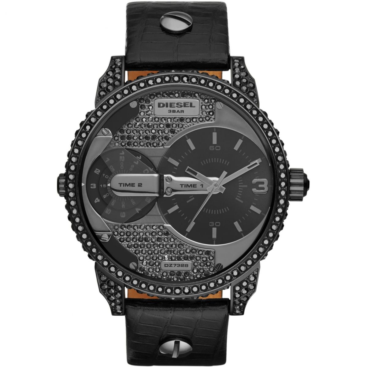 Diesel DZ7328 นาฬิกาผู้ชาย Diesel รุ่น DZ7328, Mini Daddy Dual Time Leather Men's Watch