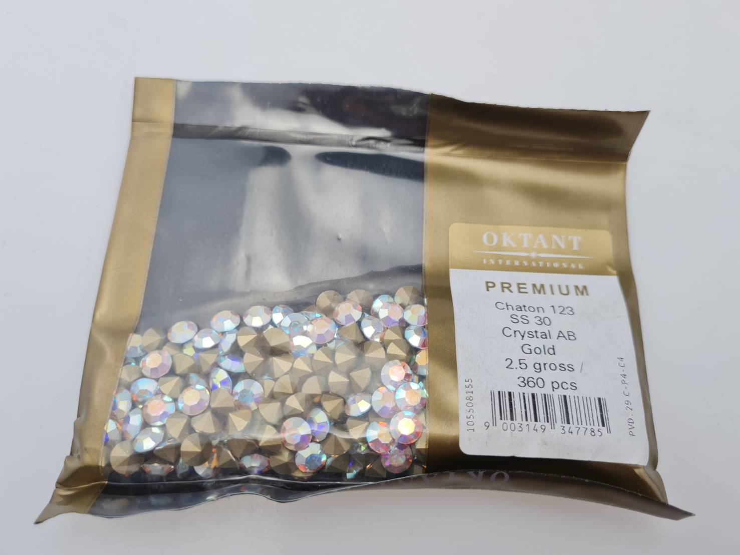 เพชรคริสตัลก้นแหลมขนาด 6.5มิลลิเมตรAB (SS30) Oktant (SWAROVSKI)แท้เกรดนำเข้า