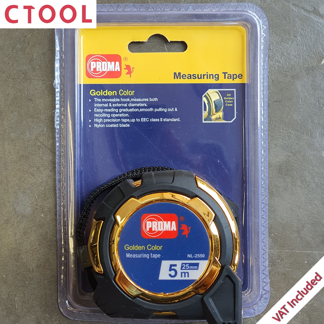 ตลับเมตร 5เมตร เคลือบไนล่อน Proma NL-2550 5M*25mmของแท้ - Authentic Nylon Measure Tape 5 Meter - ซีทูล Ctool