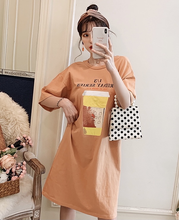 ชุดคลุมท้องแฟชั่นแขน 3 ส่วน ผ้าเนื้อนิ่มมาก พิมพ์ลาย ใส่สบายไม่ร้อน M L XL XXL