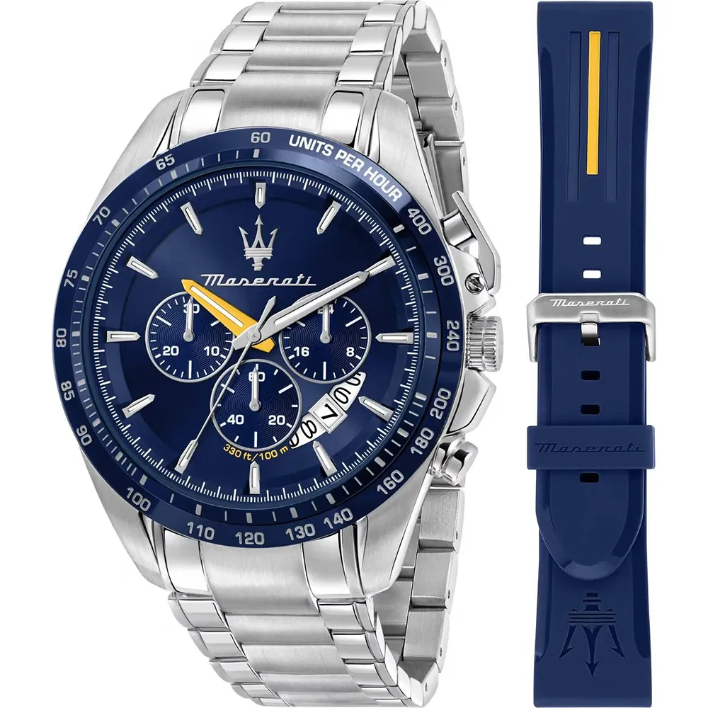 Maserati R8871612039 นาฬิกาผู้ชาย Traguardo Modena Edition Quartz Men's Watch + สายยาง