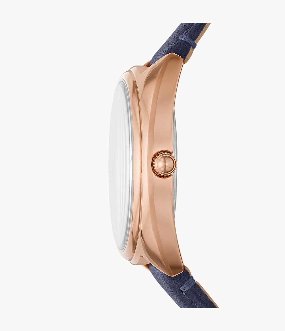 Fossil ES5116 นาฬิกาผู้หญิง Gabby Three-Hand Date Navy Leather Women's Watch