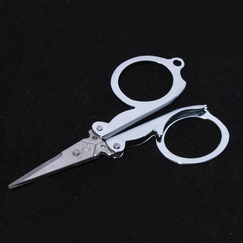 Jinda RIMEI กรรไกรพกพา พับได้ กรรไกรแสตนเลส มีรูคล้องพวงกุญแจ