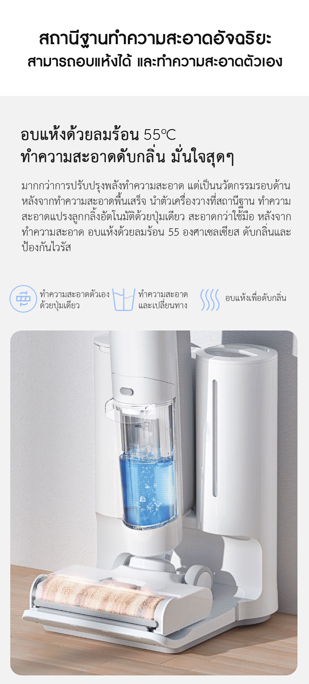 Xiaomi High Temperature Wireless Floor Scrubber - ไม้ขัดพื้นแบบร้อนไร้สายเสี่ยวหมี่ (แถมหัวแปลง)