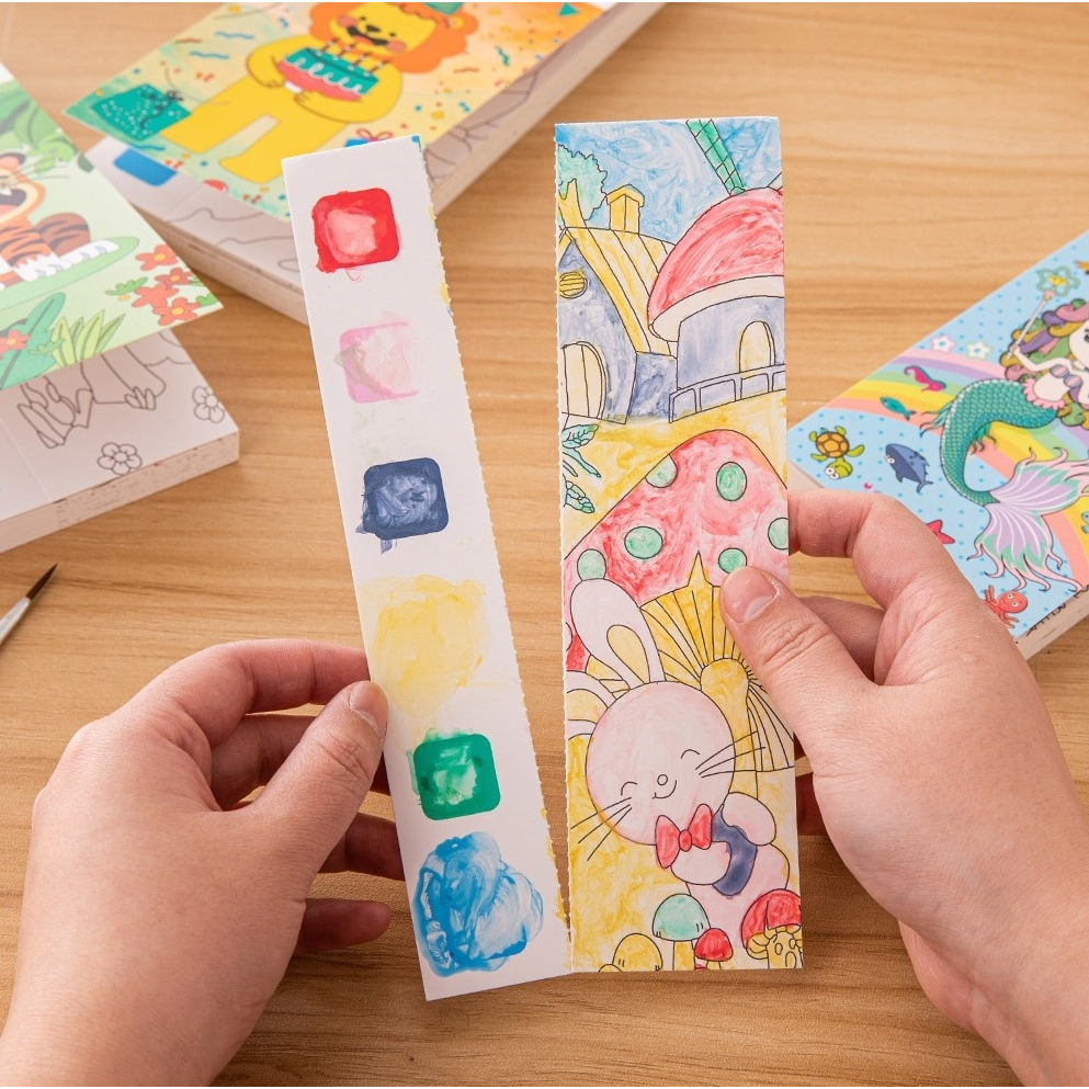 สมุดระบายสีน้ำพร้อมชุดพู่กัน สมุดระบายสีน้ำ ลายการ์ตูน สมุดระบายสี พร้อมพู่กัน