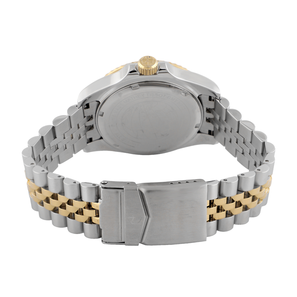 Mathey-Tissot H903BBR นาฬิกาผู้ชาย Vintage GMT Two-Tone Pepsi Bezel Quartz Men's Watch