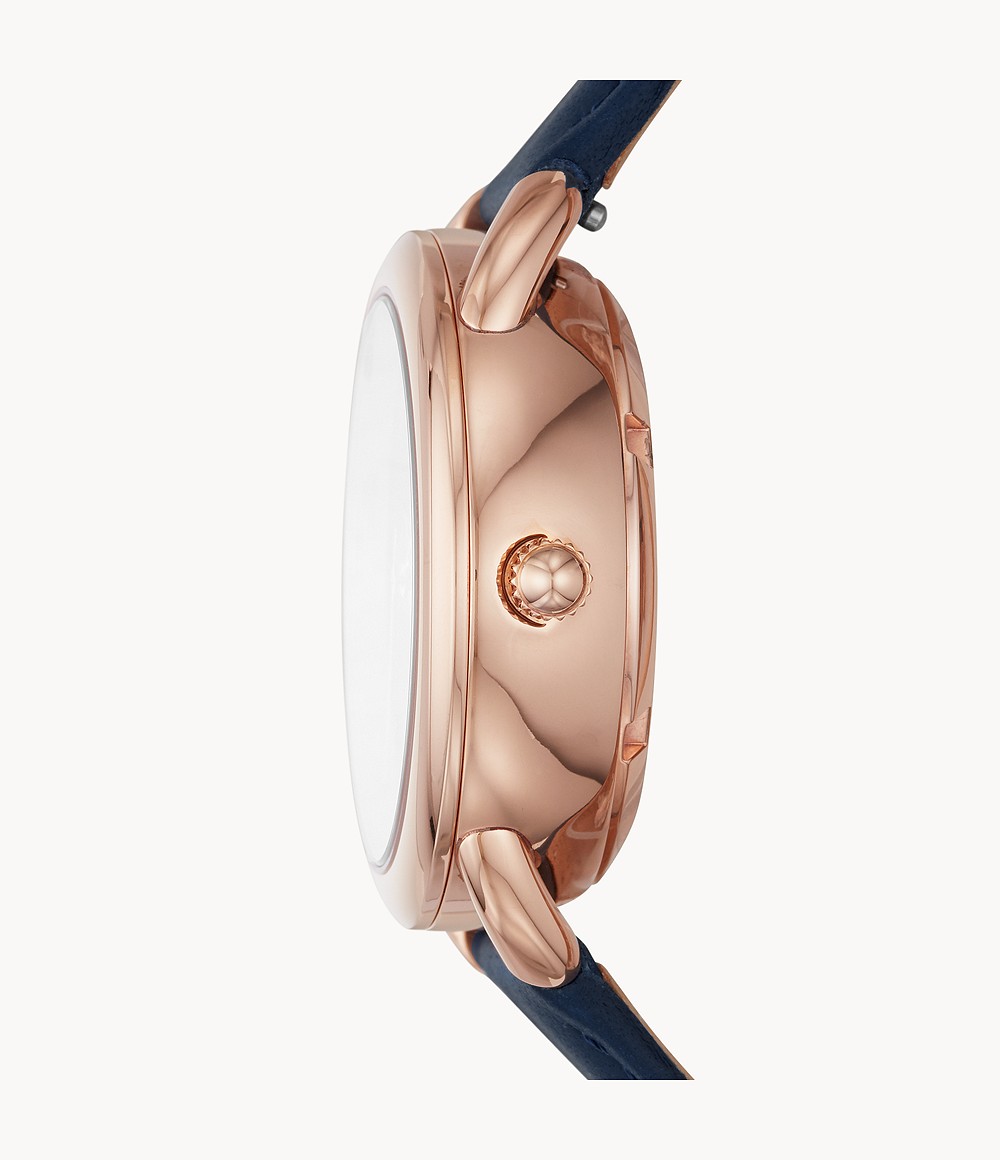 Fossil ME3186 นาฬิกาผู้หญิง Tailor Automatic Blue Leather Women's Watch