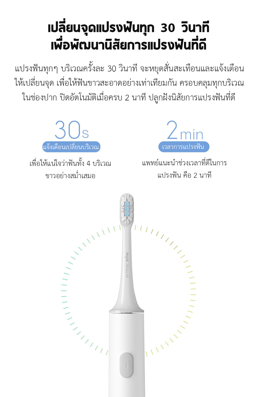 Xiaomi Sonic Electric Toothbrush T300 - แปรงสีฟันไฟฟ้าเสี่ยวหมี่ T300