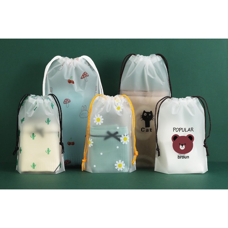 ถุงหูรูด ถุงจัดระเบียบ กันน้ำ กันฝุ่น ถุงหูรูดใส่ของ ถุงพลาสติก ถุงหมีบราวน์