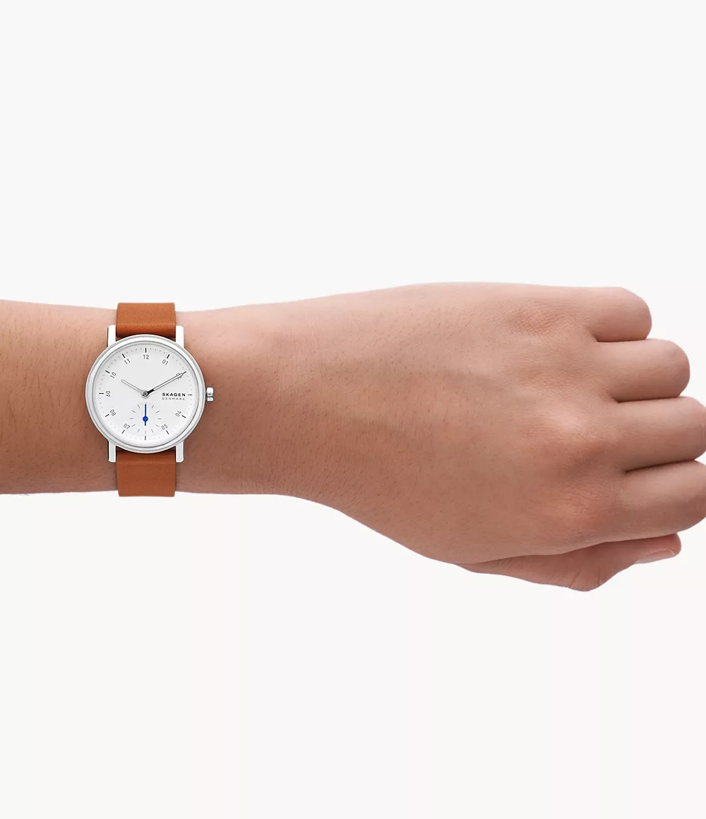 Skagen SKW3103 นาฬิกาผู้หญิง Kuppel Lille Two-Hand Sub-Second Brown Leather Watch