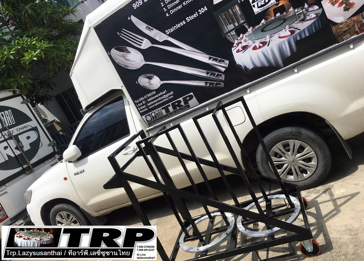 รถเข็นลซี่ซูซาน,รถเข็นจานหมุน,เสาเดียว รถเข็นเก็บจานหมุน 18 นิ้วใส่ได้ 60 วง ขนาด 59X59 cm.สูง 125 cm. Lazy susan trolley Steel 懒惰的苏珊 旋转玻璃餐桌 中式旋转玻璃桌套装 Trp.Lazysusanthai