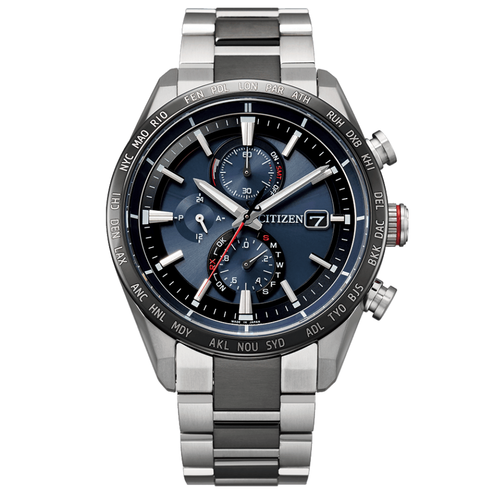 Citizen AT8186-51L นาฬิกาผู้ชาย Attesa Eco-drive Radio World Time Titanium Men's Watch