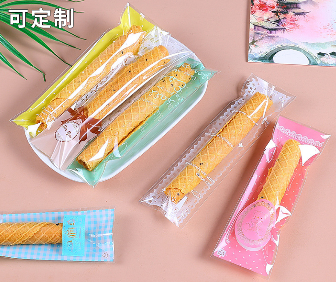 ถุงขนม ถุงทองม้วน ถุงฝากาว ขนาด 6x18 และ 6x20 ซม.จำนวน 95-100 ชิ้นต่อแพ็ค