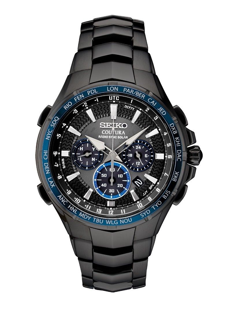 Seiko SSG021 นาฬิกาผู้ชาย Seiko รุ่น SSG021, Coutura Radio Controlled Solar Chronograph Black PVD Men's Watch
