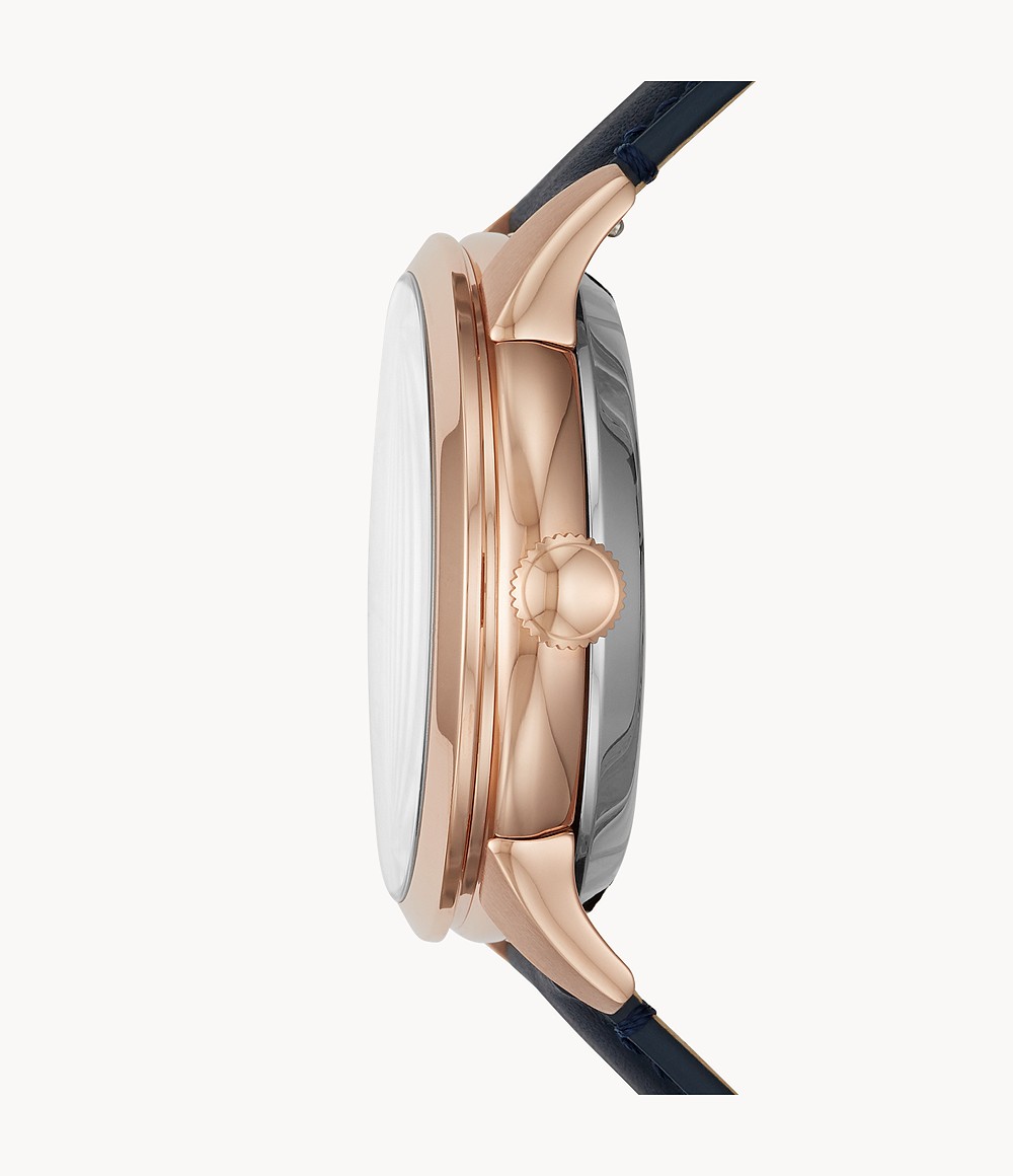 Fossil ME3171 นาฬิกาผู้ชาย Townsman Automatic Navy Leather Men's Watch