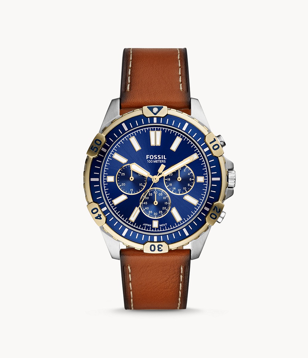 Fossil FS5625 นาฬิกาผู้ชาย Garrett Chronograph Luggage Leather Quartz Men's Watch