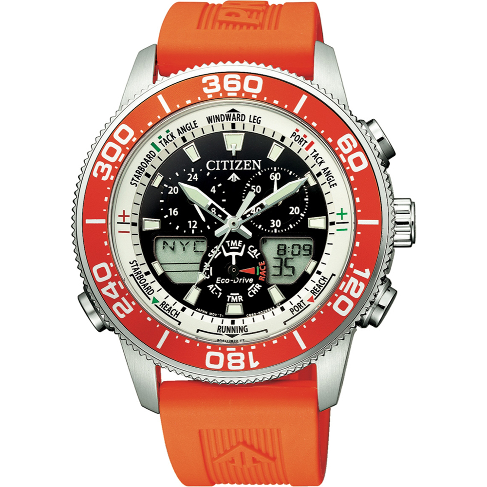 Citizen JR4061-18E นาฬิกาผู้ชาย Eco-Drive Promaster World Time Sailhawk Marine Yacht Men's Watch
