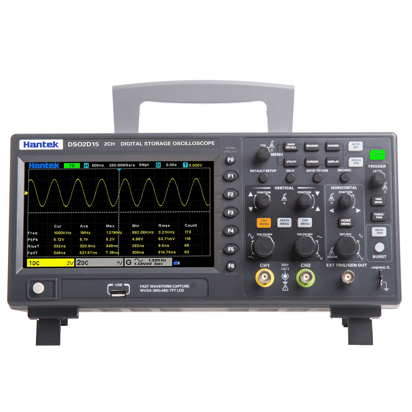 Hantek DSO2C15 2CH Benchtop Oscilloscope 150MHz ออสซิลโลสโคปแบบตั้งโต๊ะขนาด 150 MHz 2 ช่อง
