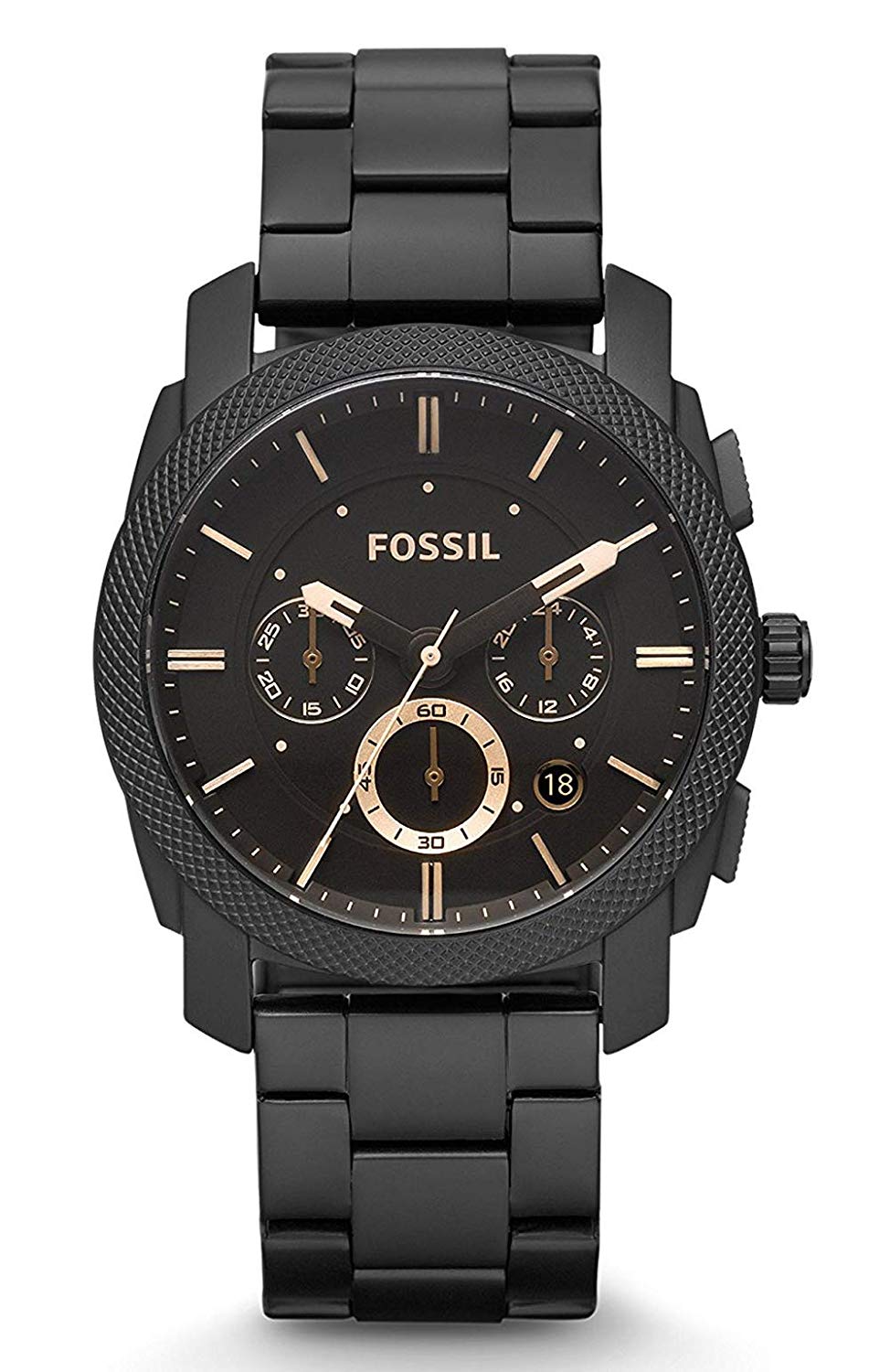 Fossil FS4682 นาฬิกาผู้ชาย Machine Mid-Size Chronograph Black IP Men's Watch