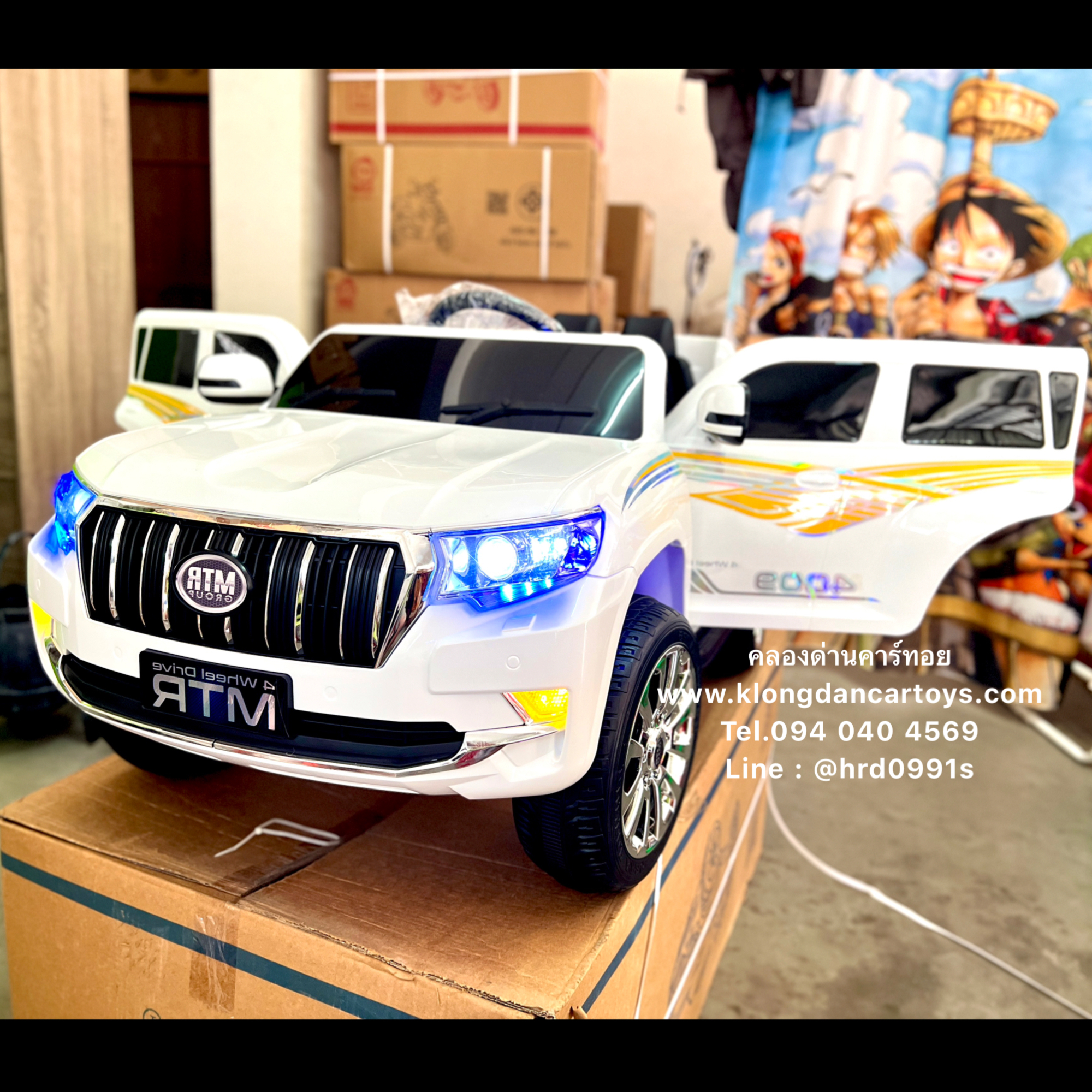 รถเด็กแบตเตอรี่สปอตโตโยต้า4×4 (ออกตัวสมูท, 6มอเตอร์แบต12v7a, มีโช้ค, โยกสวิงได้, บูลทูธกับมือถือ เล่นusb aux, รีโมทบูลทูธไฮเทค) มีช่องเก็บของด้านหลัง