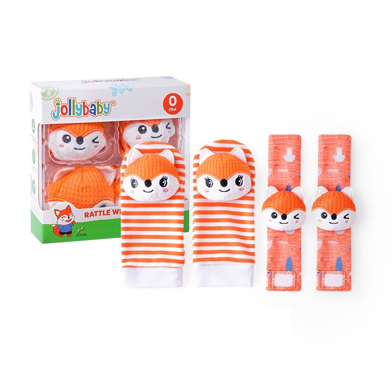 Jollybaby เซตกล่อง สายรัดข้อมือและถุงเท้าเด็ก ลายน่ารัก เขย่ามีเสียง