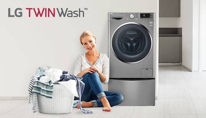 [ผ่อน0%10ด] LG เครื่องซักผ้า อบผ้า ฝาหน้า ซัก 10.5 kg อบ 7 kg รุ่น TWC1450H2E (ชลบุรี ส่งฟรี)