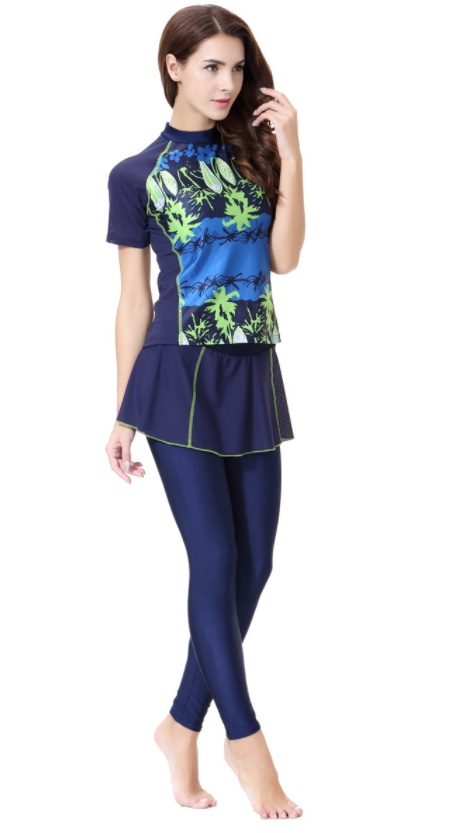 ชุดว่ายน้ำคนอ้วน แบบสปอร์ตพร้อมส่ง :ชุดว่ายน้ำไซส์ใหญ่สีน้ำเงินแต่งลายสวย .มีเสื้อแขนสั้นและกางเกงขายาวติดกระโปรงสีสันสดใสแบบเก๋น่ารักสุดๆจ้า:รอบอก40-50นิ้ว เอว36-44นิ้ว สะโพก40-52นิ้ว