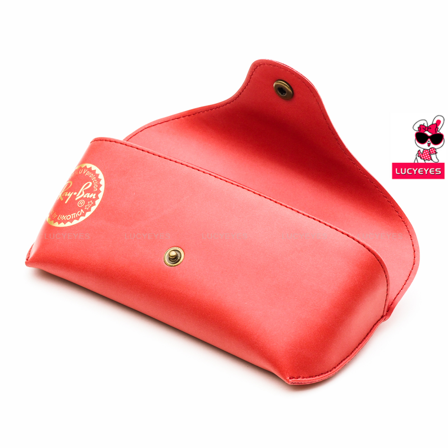 A008 กล่องแว่น RAYBAN แท้ 100% แบบนูนสีแดงผิวเรียบ