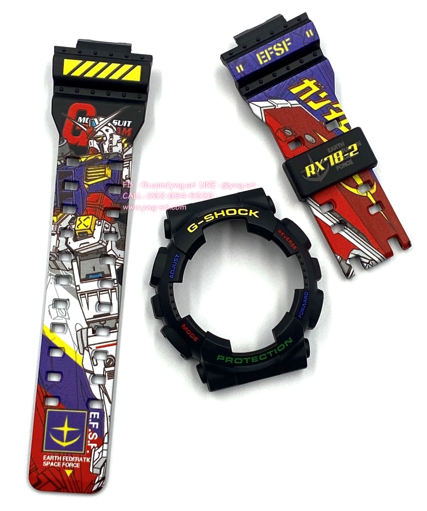 กรอบสาย G-SHOCK แท้✅ สีดำด้าน สกรีนลาย Gundam RX-78-2 ใส่ได้กับรุ่น GA-100 ,GA-110 ,GA-120 ,GA-140 ,GAX-100 ,GD-100 ,GD-120