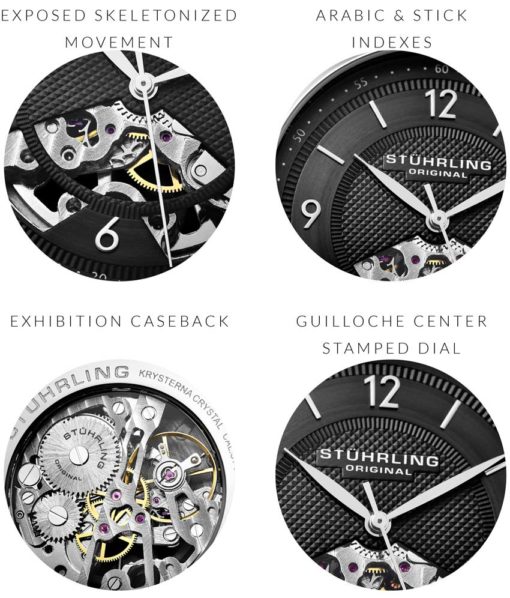 Stuhrling Original 977.02 นาฬิกาผู้ชาย Stuhrling Original รุ่น 977.02, Legacy Mechanical Open V Skeleton Men's Watch