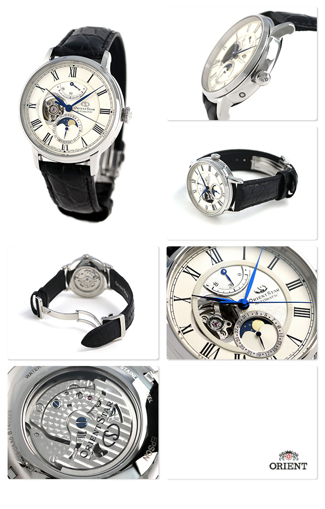 Orient RK-AM0001S นาฬิกาผู้ชาย Orient รุ่น RK-AM0001S, Orient Star Mechanical Moon Phase 22 Jewels Semi Skeleton Japan Men's Watch