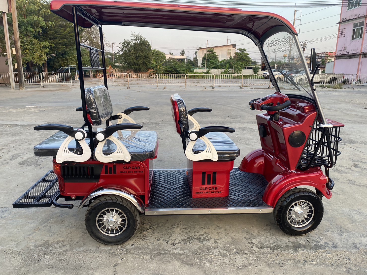 รถไฟฟ้า 4 ล้อ 4-5 ที่นั่ง รุ่น M-01T ยี่ห้อ CLP CAR สีแดง ขับแฮนด์บิด