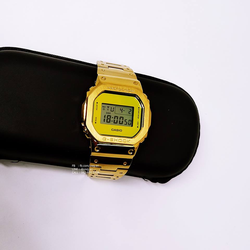 G-SHOCK CUSTOM รุ่น DW-5600 กรอบสายเหล็กสีทอง