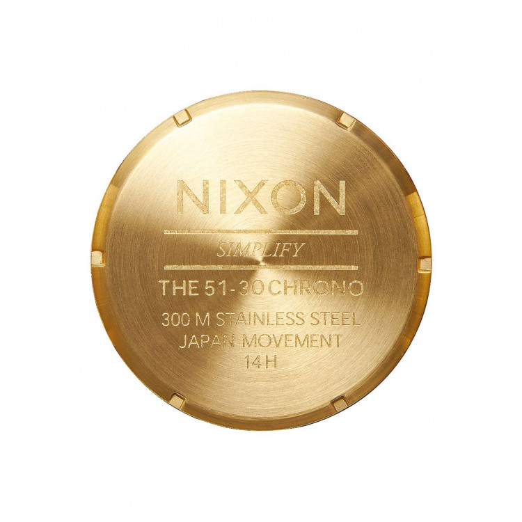Nixon A083-2735-00 นาฬิกาผู้ชาย 51-30 Chrono All Gold Blue Sunray Quartz Men's Watch