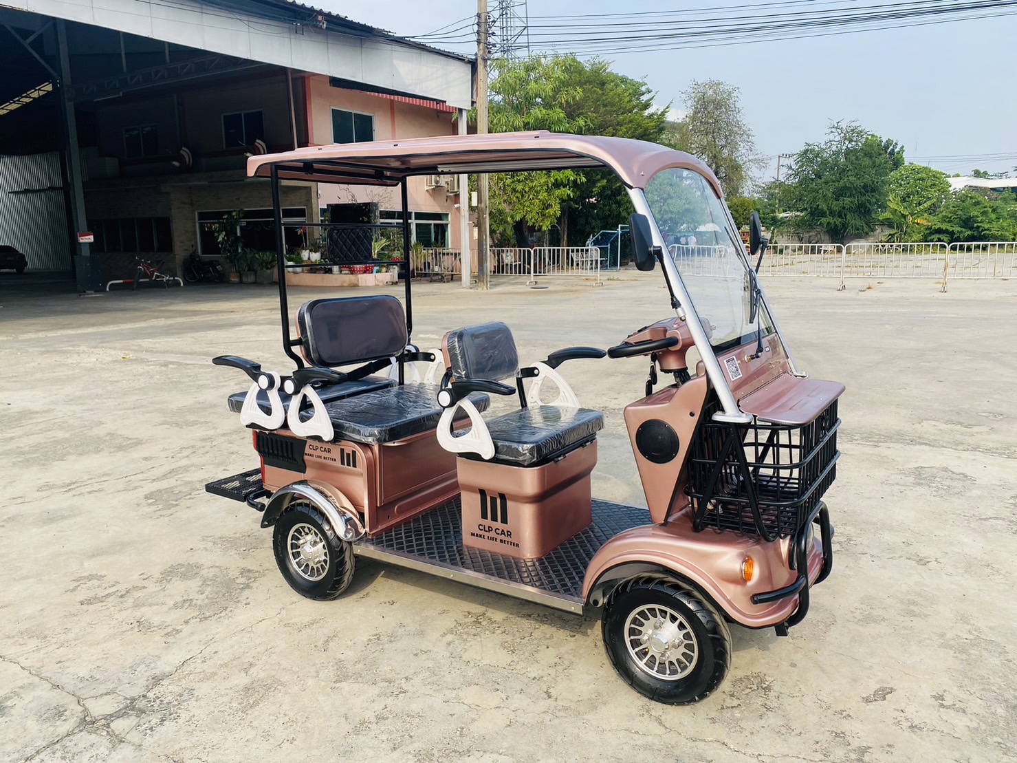 รถไฟฟ้า 4 ล้อ 4-5 ที่นั่ง รุ่น M-01T ยี่ห้อ CLP CAR ขับแฮนด์บิด สีชมพูพิ้งค์โกลว์