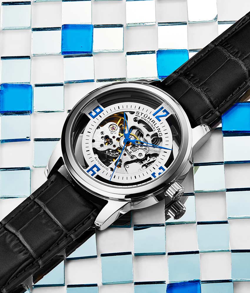 Stuhrling Original 877.01 นาฬิกาผู้ชาย Stuhrling Original รุ่น 877.01, Winchester Automatic Skeleton Leather Strap Men's Watch