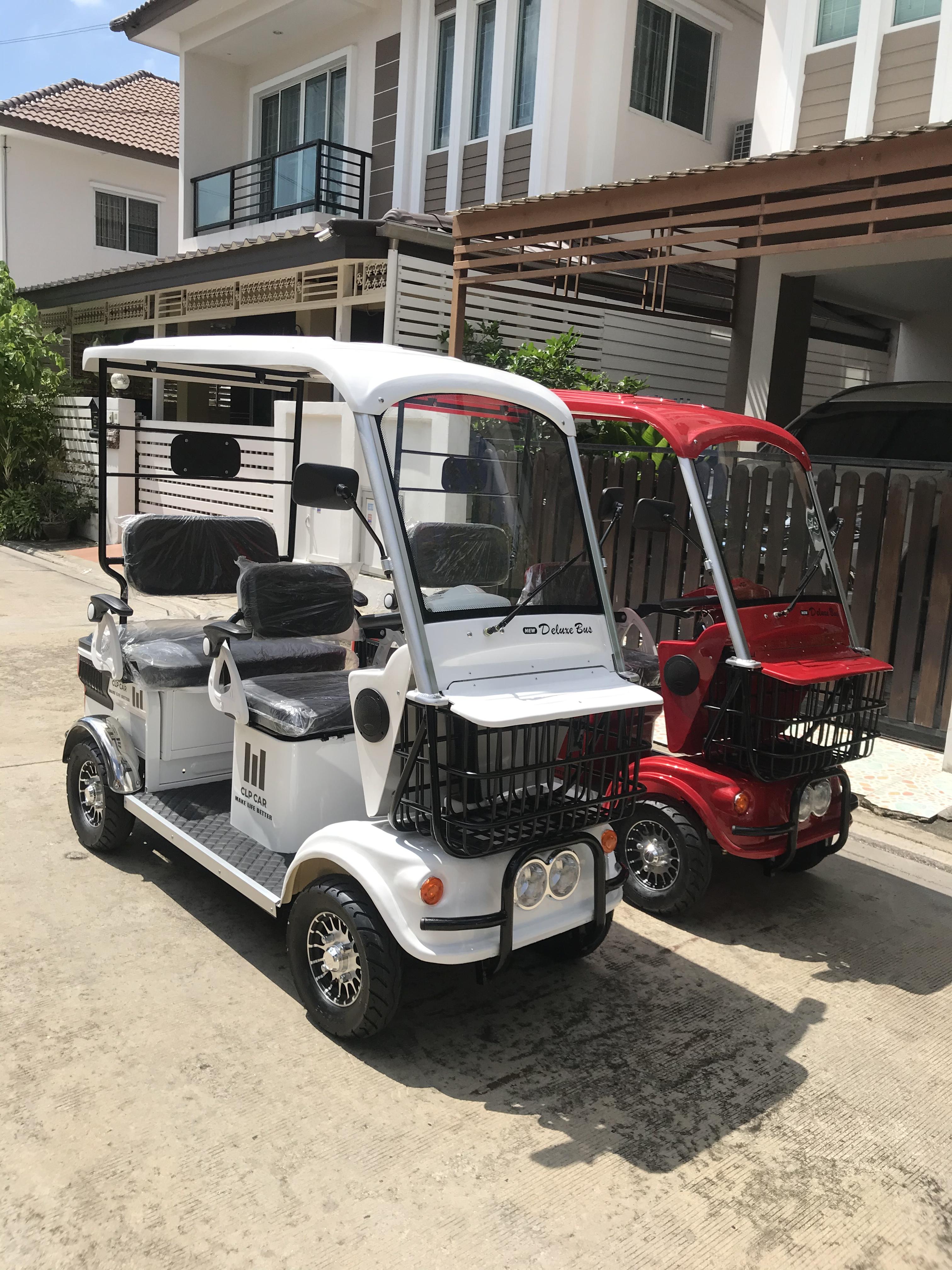 รถไฟฟ้า 4 ล้อ 3 ที่นั่ง รุ่น M-01 ยี่ห้อ CLP CAR สีขาว ขับแฮนด์บิด